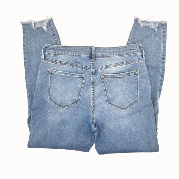 OLD NAVY ROCKSTAR MID-RISE DISTRESSED LIGHT WASH BLUE DENIM SKINNY JEANS SZ 10 - Picture 2 of 8